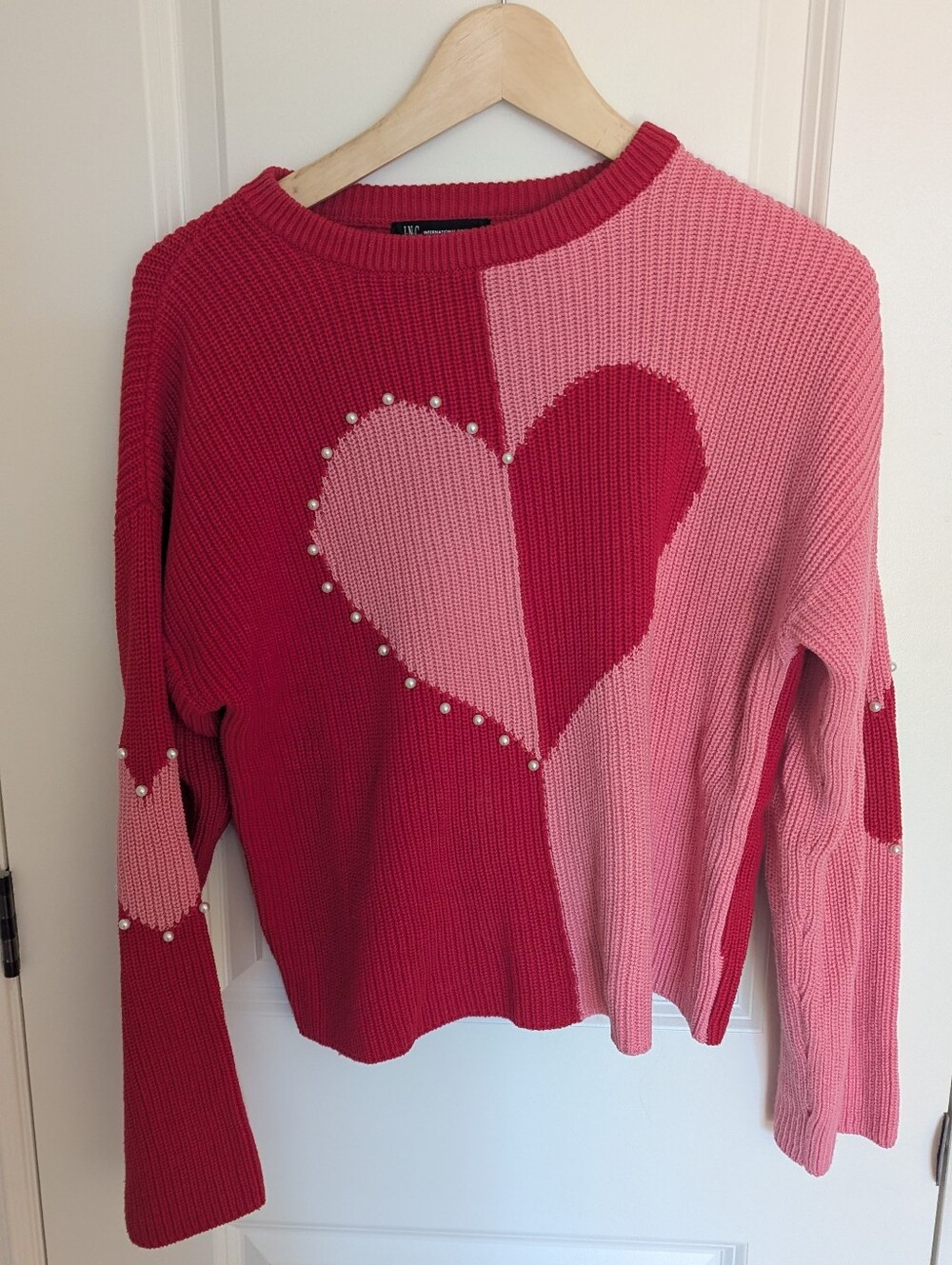 INC International Concepts Heart Pearl Sweater